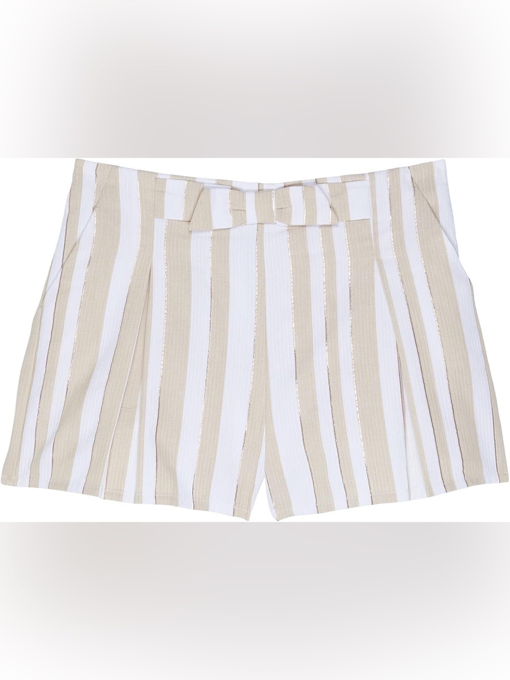 Janie and Jack Striped Beige and White High-Waist Shorts